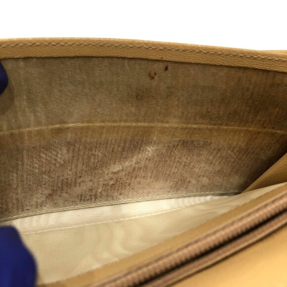 Prada Beige Leather Flap Long Wallet Sku#84452 (Gently used, corners rubbing) - Picture 12 of 13